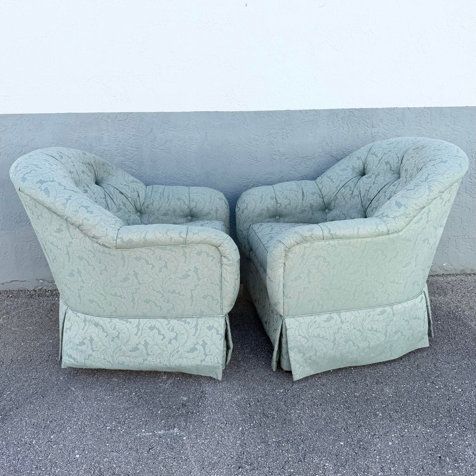 Vintage Mid Century Tufted Button Club Chairs by Ethan Allen - A Pair - 4