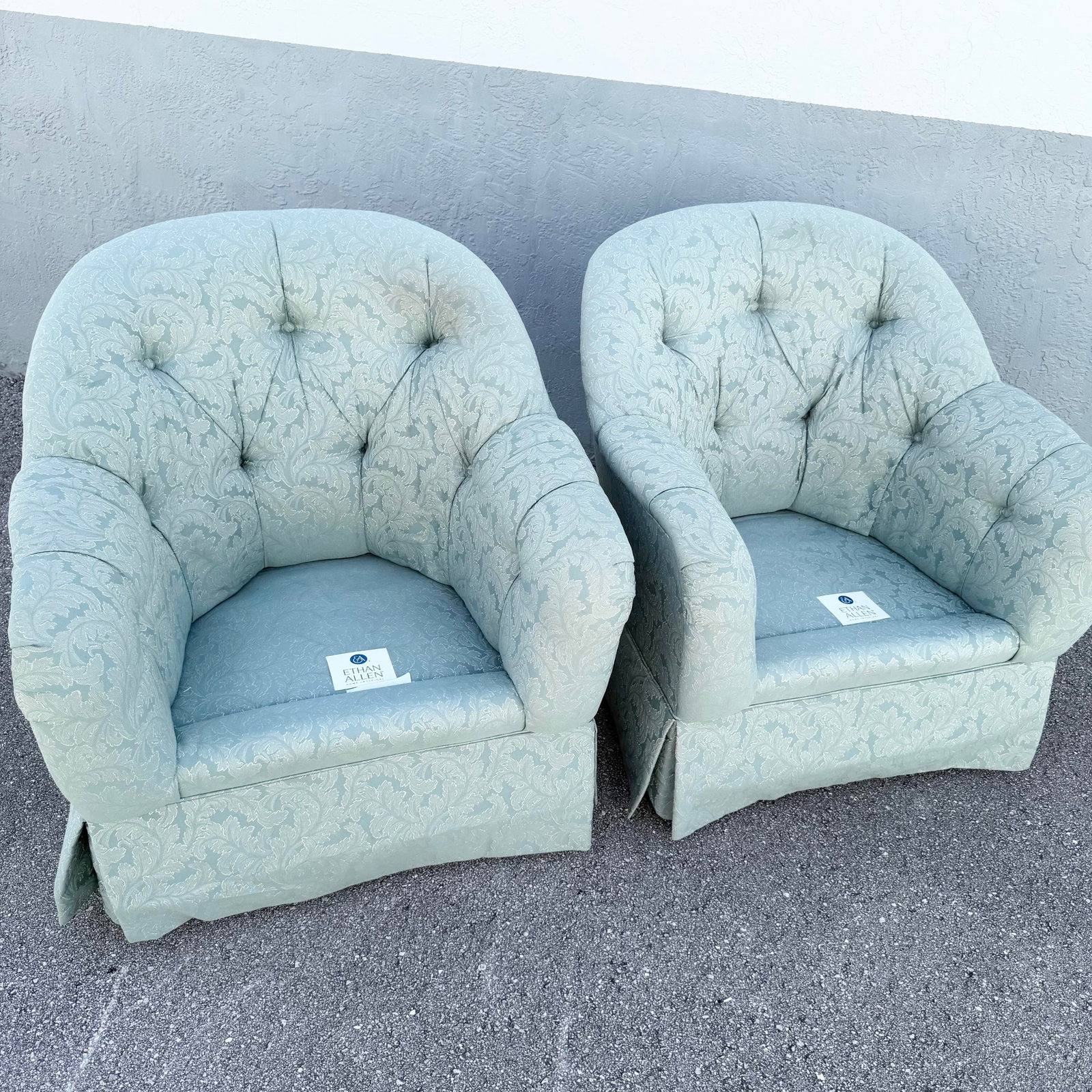 Vintage Mid Century Tufted Button Club Chairs by Ethan Allen - A Pair - 8