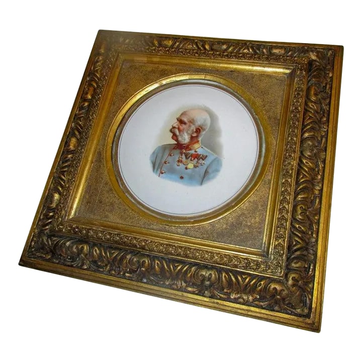 K P M Porcelain Painting of Franz Josef of Austria in Ornate Giltwood Frame (1 of 13)