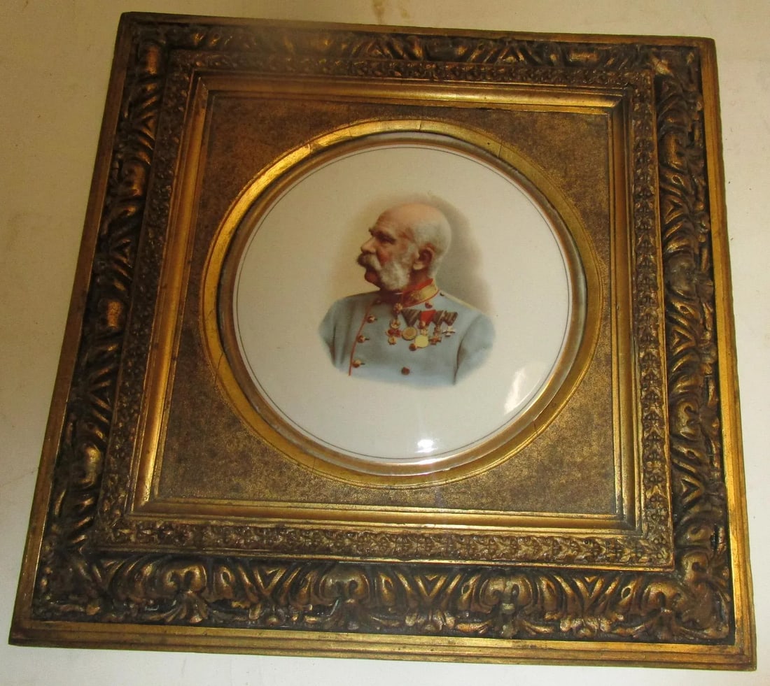 K P M Porcelain Painting of Franz Josef of Austria in Ornate Giltwood Frame - 5