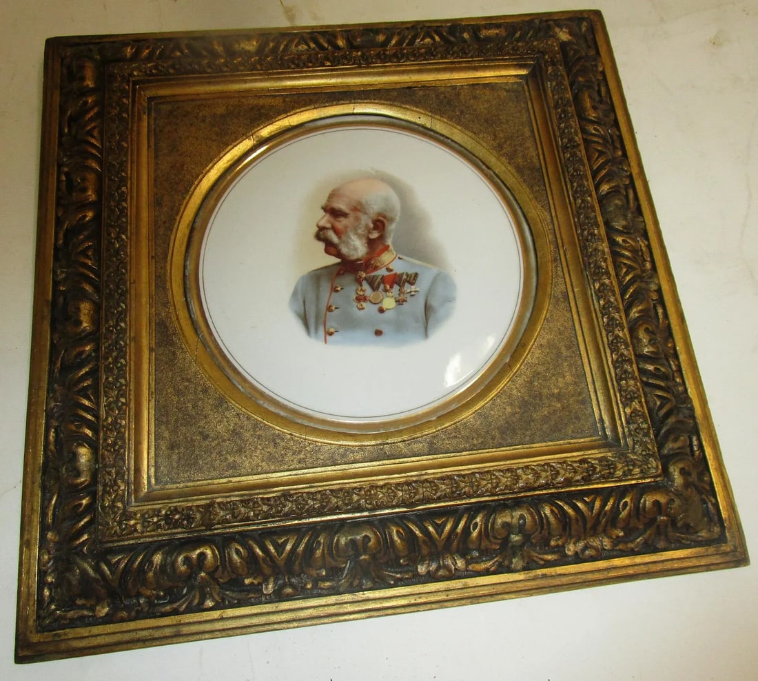 K P M Porcelain Painting of Franz Josef of Austria in Ornate Giltwood Frame - 6
