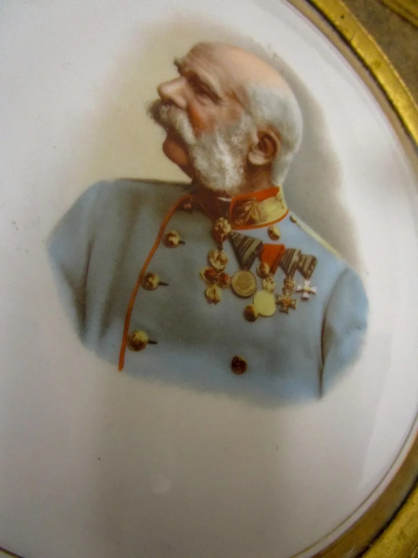 K P M Porcelain Painting of Franz Josef of Austria in Ornate Giltwood Frame - 8