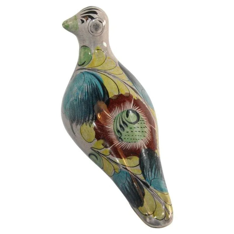 1950s Vintage Mexican Tonala Pottery Hand Painted Bird - 12