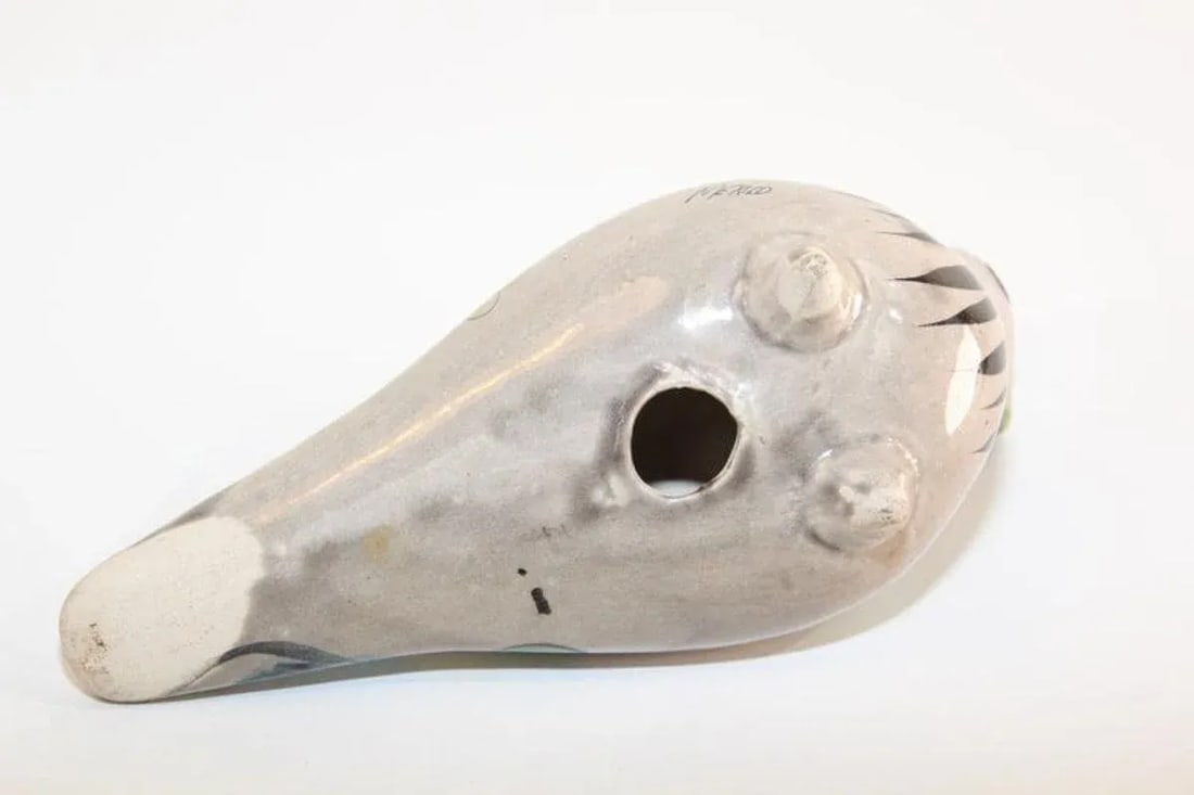 1950s Vintage Mexican Tonala Pottery Hand Painted Bird - 6