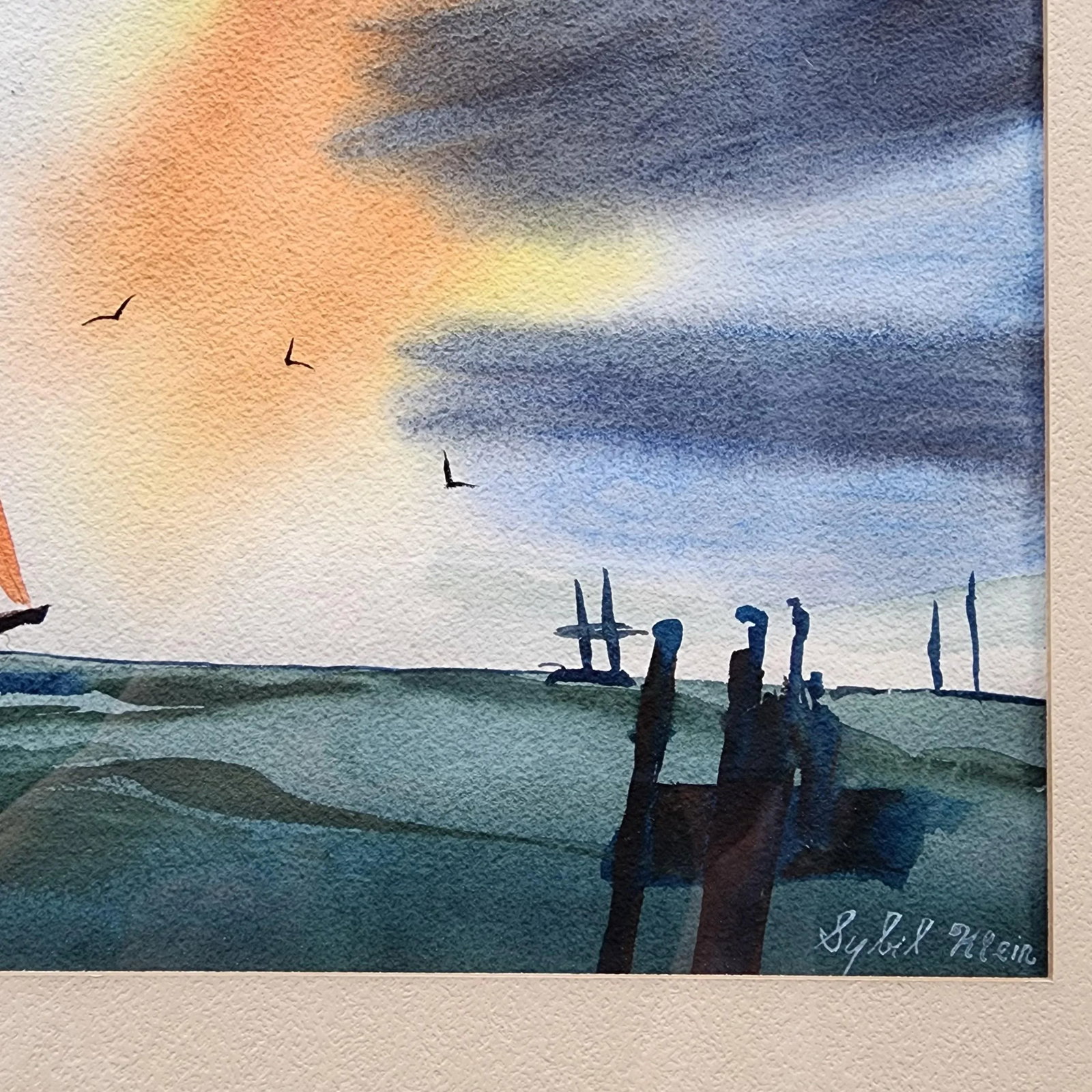 Mid 20th Century Framed Watercolor Sailboat Seascape Painting by Texas Artist - 6