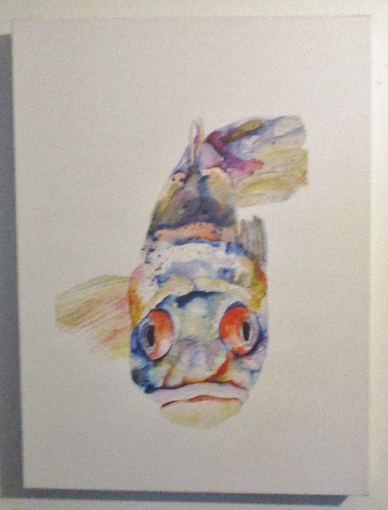 1990s Asian Inspired Artist Signed Acrylic Painting of a Multi-Color Fish Koi - 8