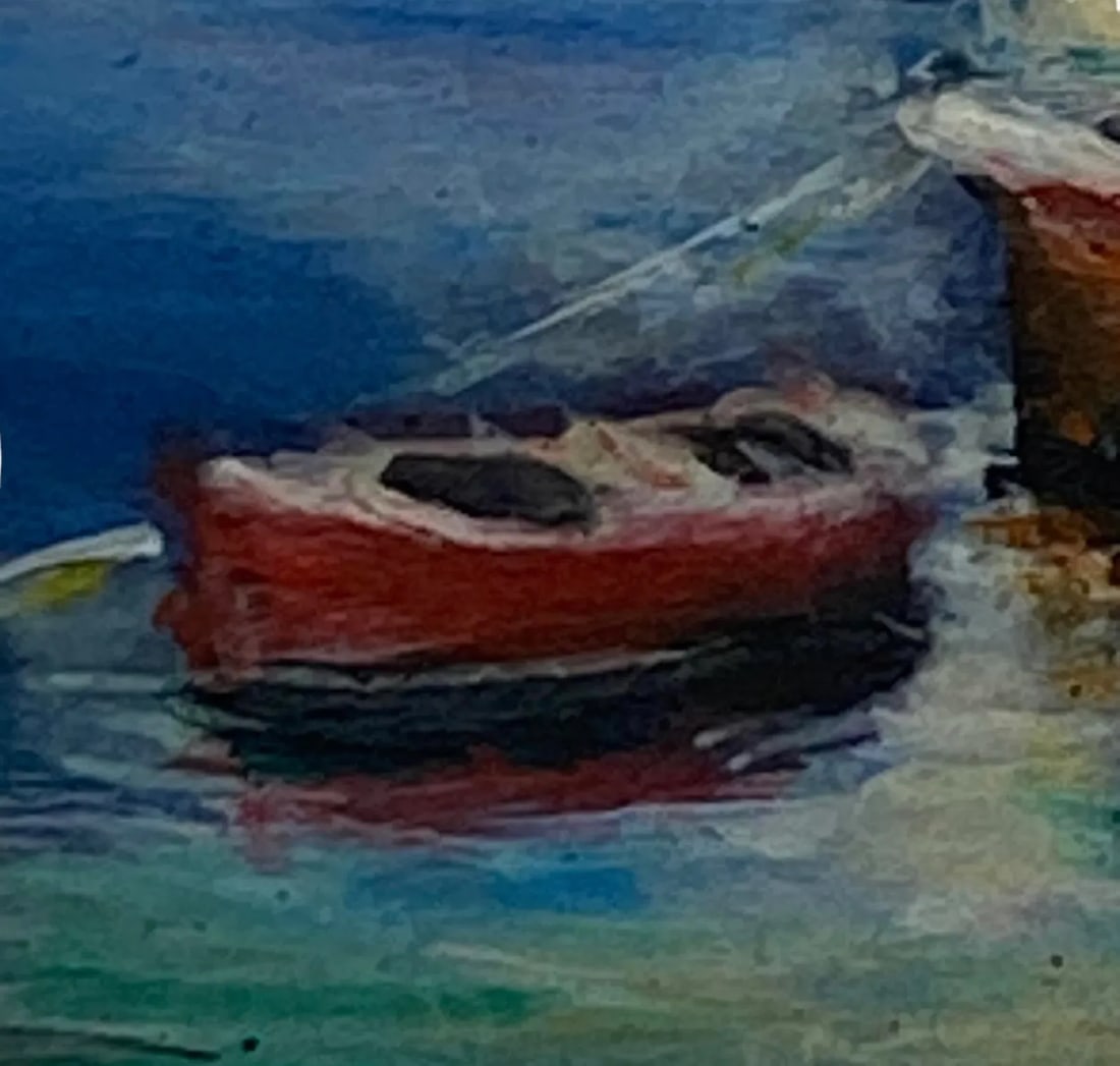 Early 21st Century Argentine Small Oil on Board "Boats on the Lake" Artist Signed - 8