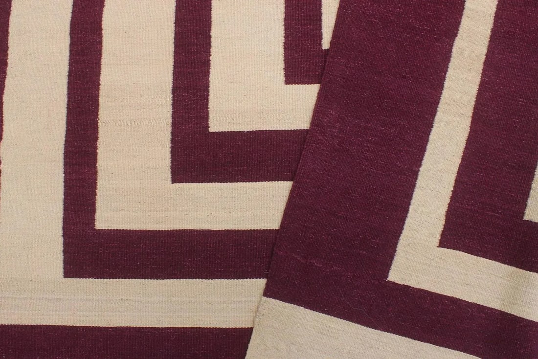 Early 21st Century Southwestern Kilim Beige Purple Wool Rug - 2