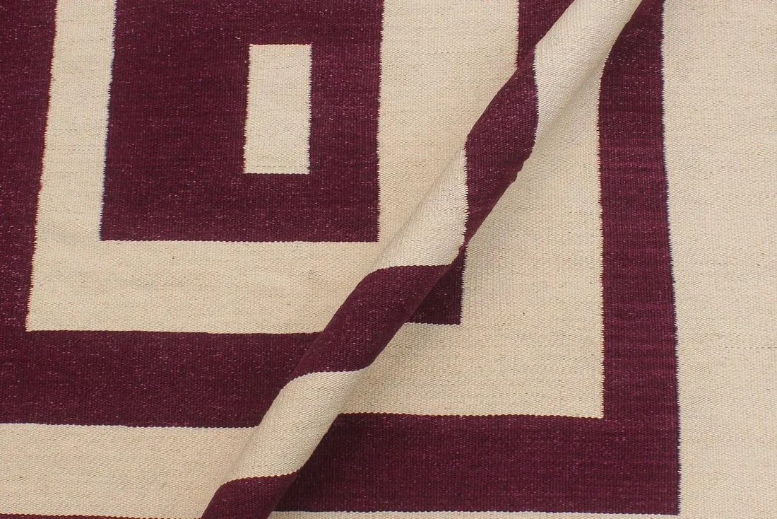 Early 21st Century Southwestern Kilim Beige Purple Wool Rug - 5