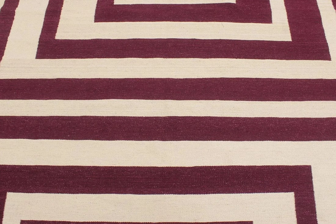 Early 21st Century Southwestern Kilim Beige Purple Wool Rug - 6