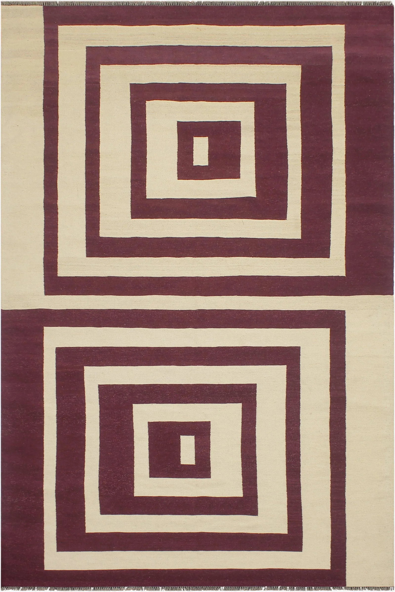 Early 21st Century Southwestern Kilim Beige Purple Wool Rug - 8