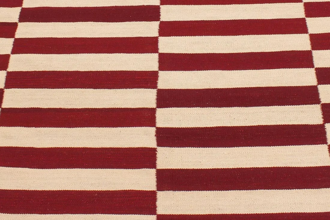 Early 21st Century Bohemian Kilim Beige Red Wool Rug - 4