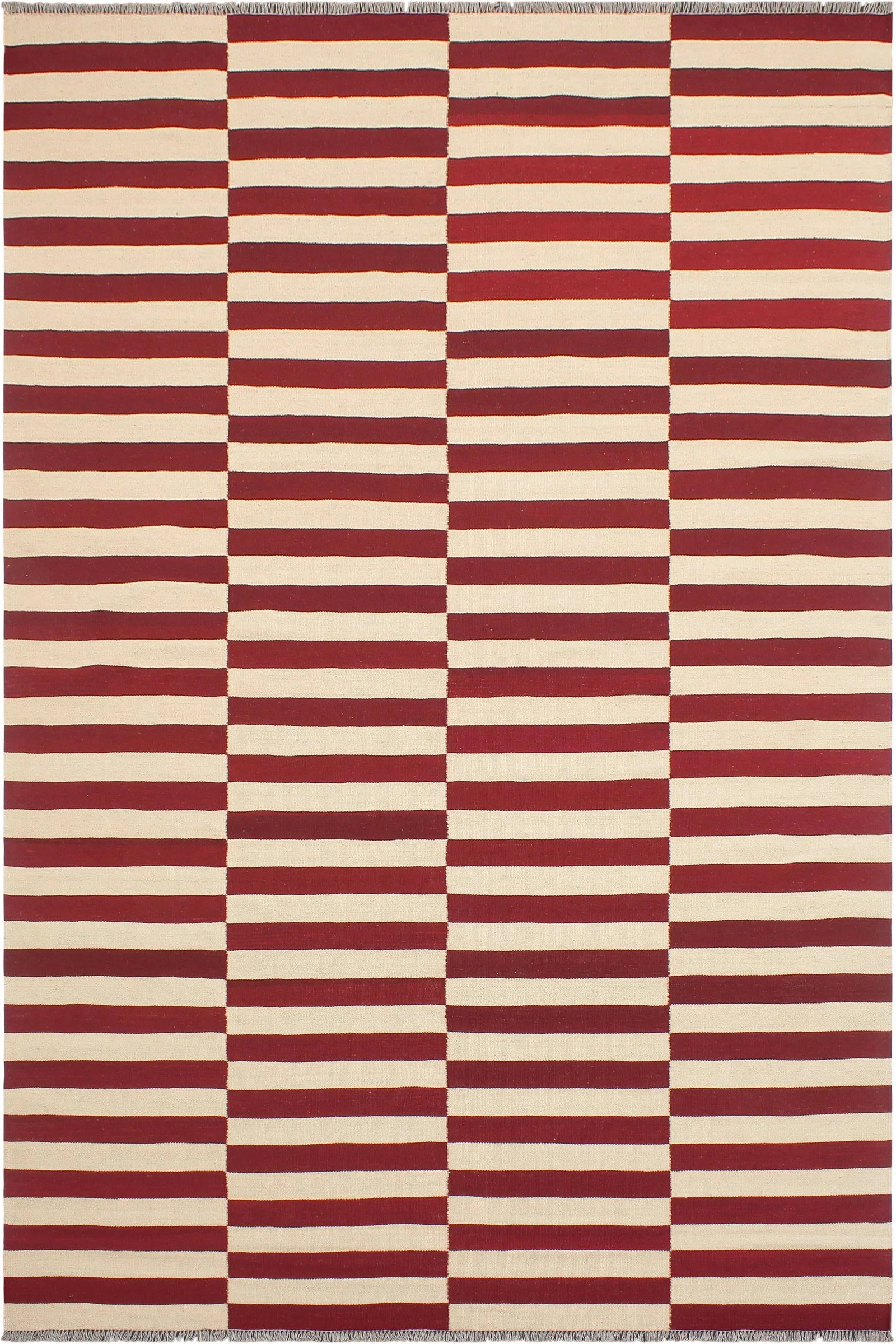 Early 21st Century Bohemian Kilim Beige Red Wool Rug - 8