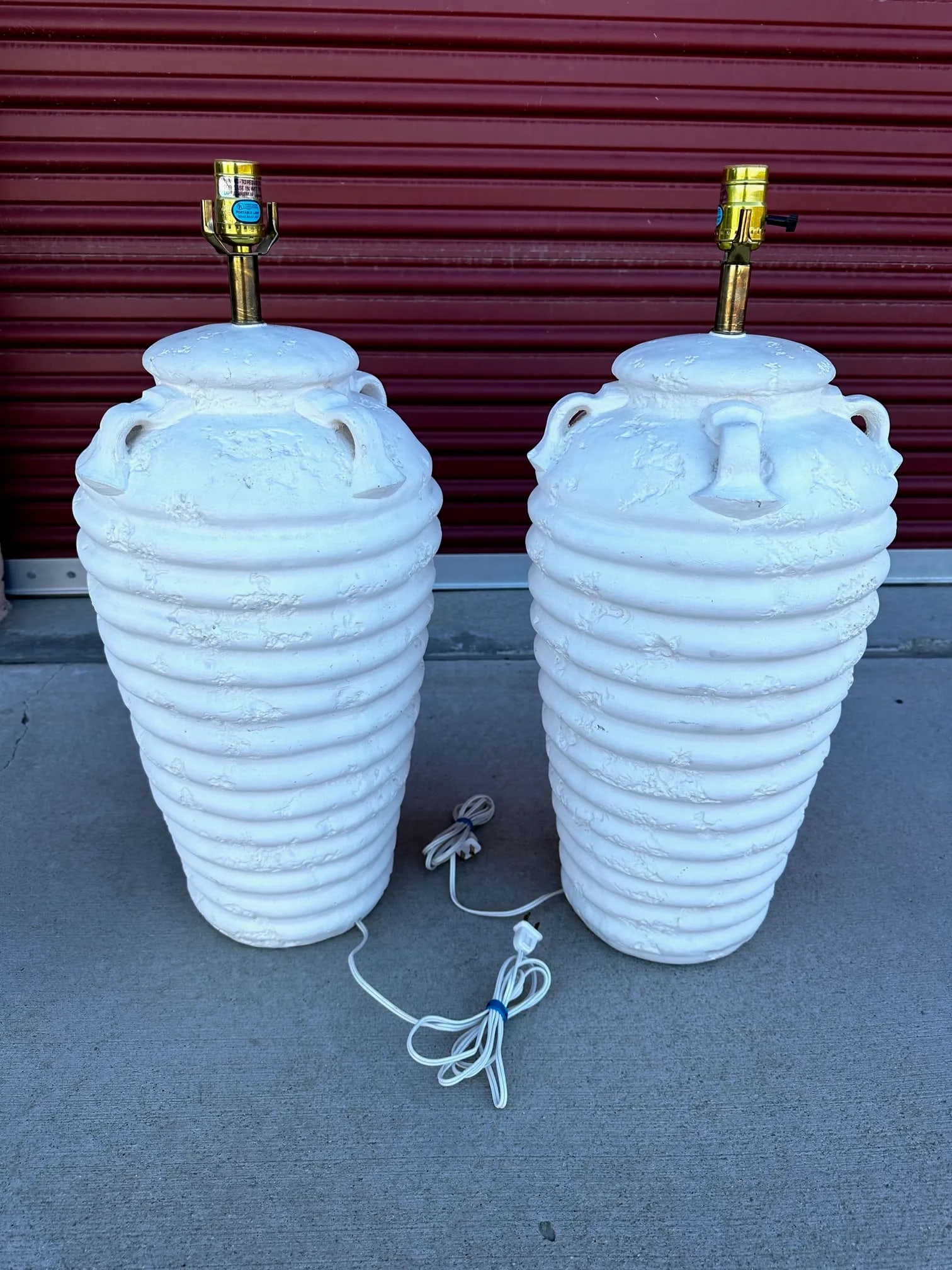 Postmodern Plaster Large Beehive Table Lamps-A Pair - 3