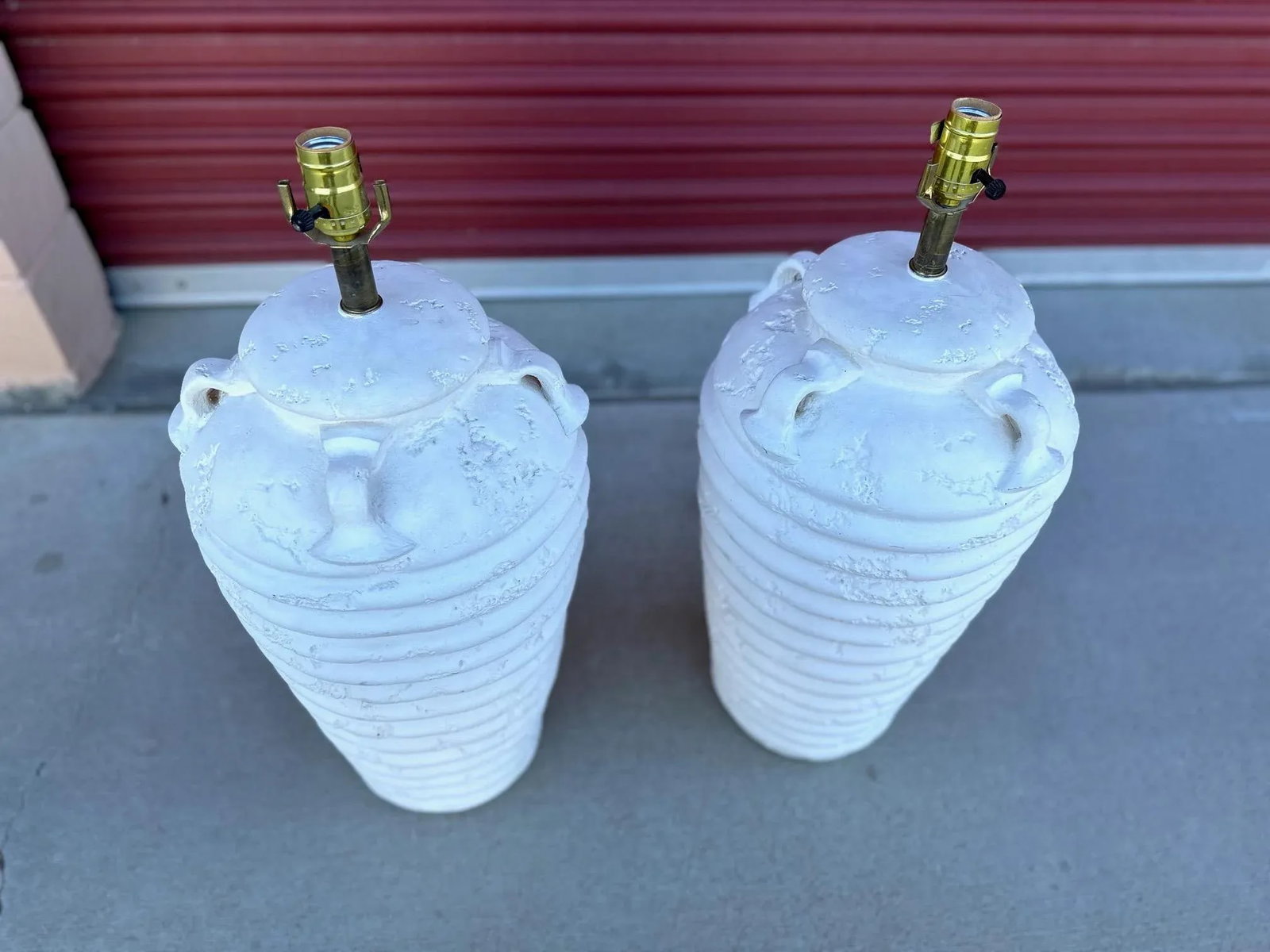 Postmodern Plaster Large Beehive Table Lamps-A Pair - 4