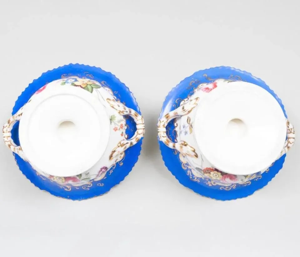 19th Century English Blue Border Porcelain Dessert Service- 16 Pieces - 2