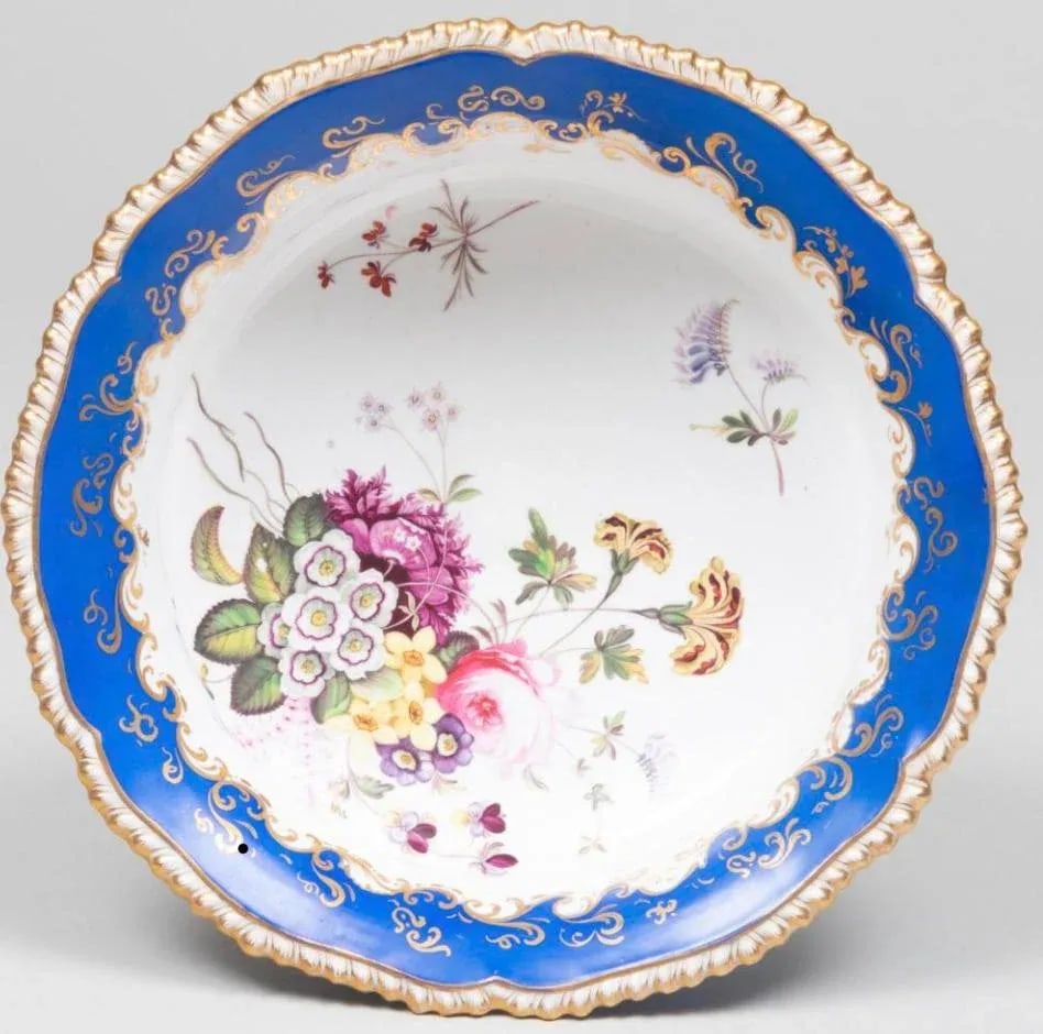 19th Century English Blue Border Porcelain Dessert Service- 16 Pieces - 6