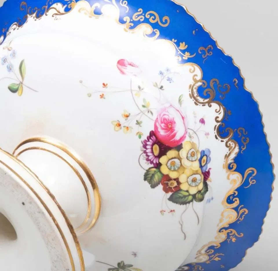 19th Century English Blue Border Porcelain Dessert Service- 16 Pieces - 7
