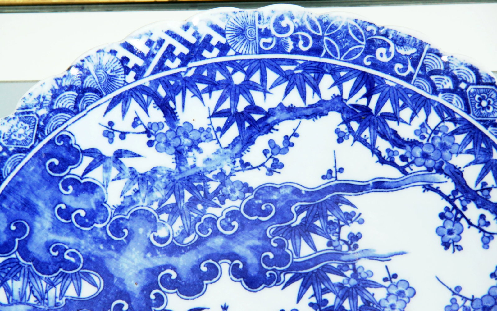 Antique Late 19th Century Meiji Period Japanese Blue & White Porcelain Charger - 5