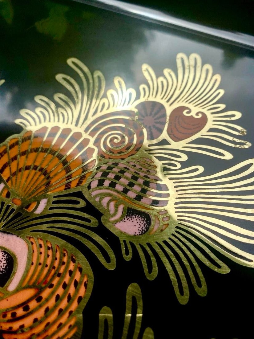 Vintage Couroc of Monterey Seashell & Brass Inlay Serving Tray, 18" - 5
