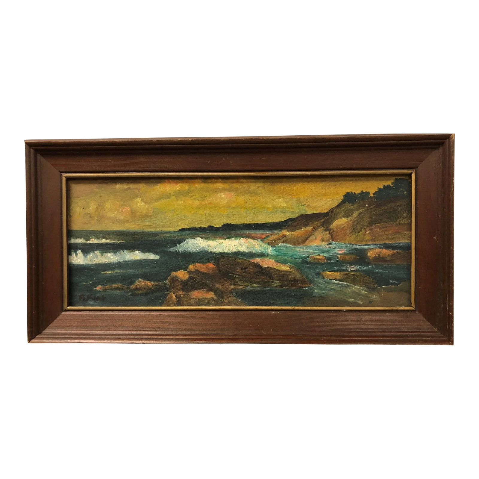 Early 20th Century Rocks & River - Oil on Canvas Signed by Altha King, Framed: Rocks & River - Oil on Canvas. Signed by Altha King. - 17.5" x 8.5" Condition: Alterations: Unknown Imperfections: Some Imperfections Condition Notes: Good Condition. See pictures for more details.
