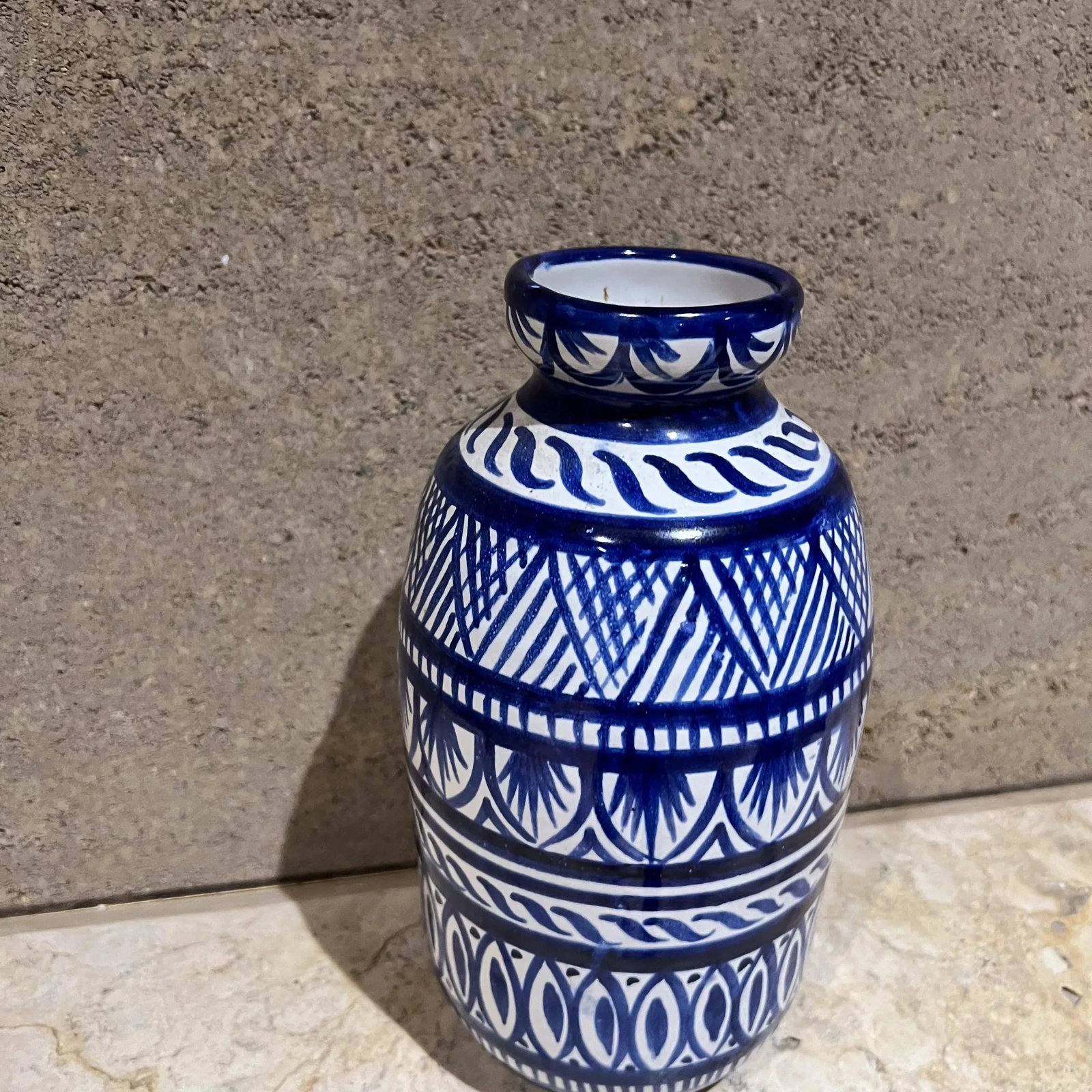 1970s Italian Vietri Art Vase Campagna Blue Handcrafted Pottery - 5