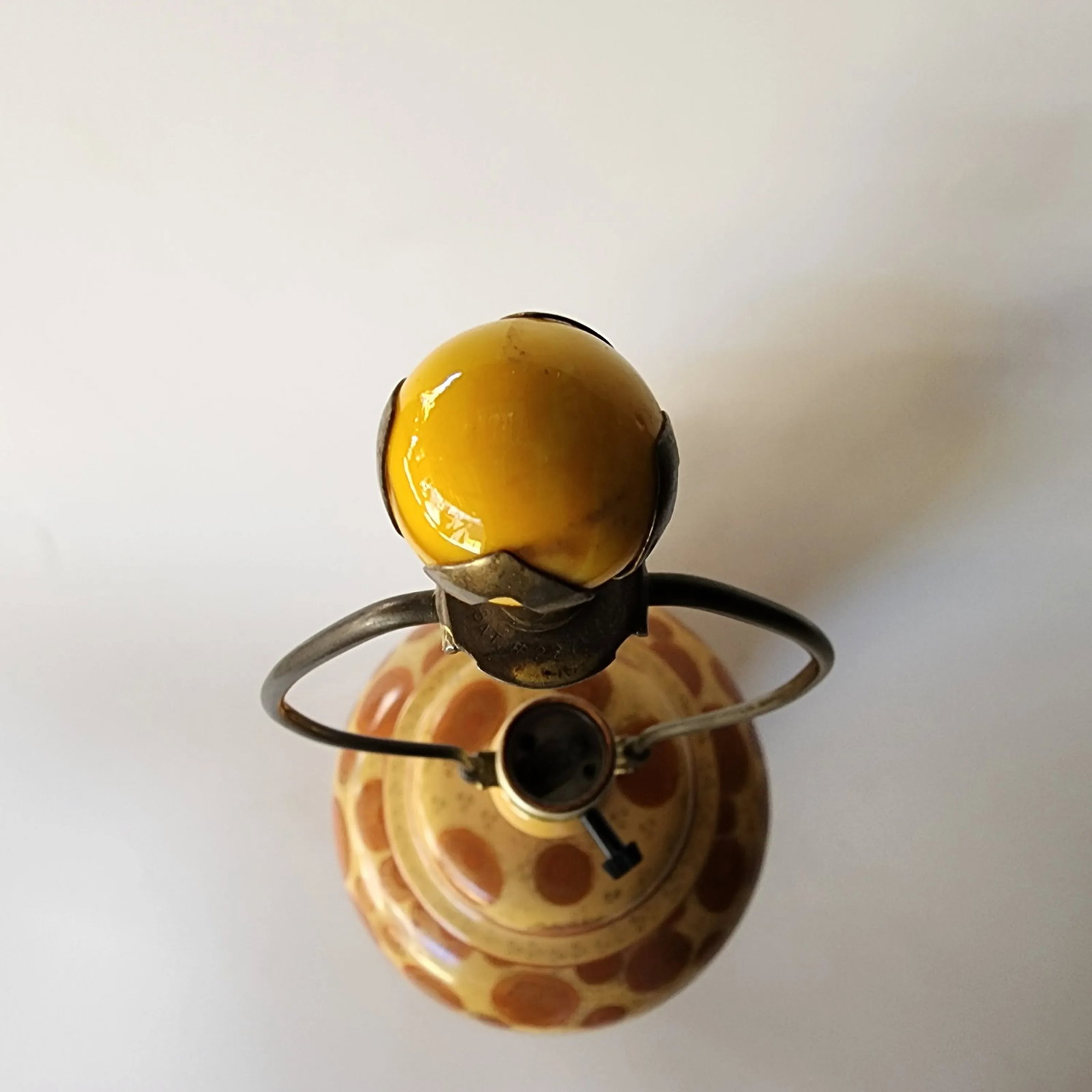 Mid Century Fujita Kutani Chrysanthemum Lamp and Ball Finial - 5
