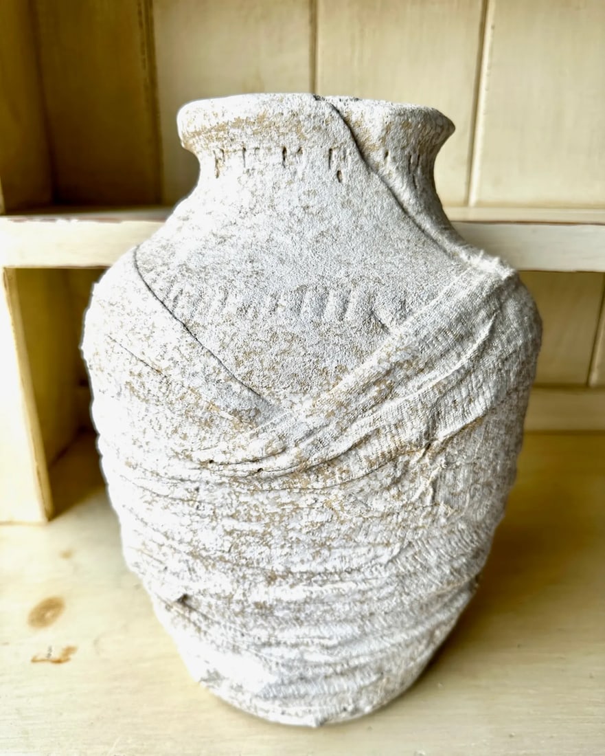 Vintage Plaster/Gauze Wrapped Textured Vase - 4