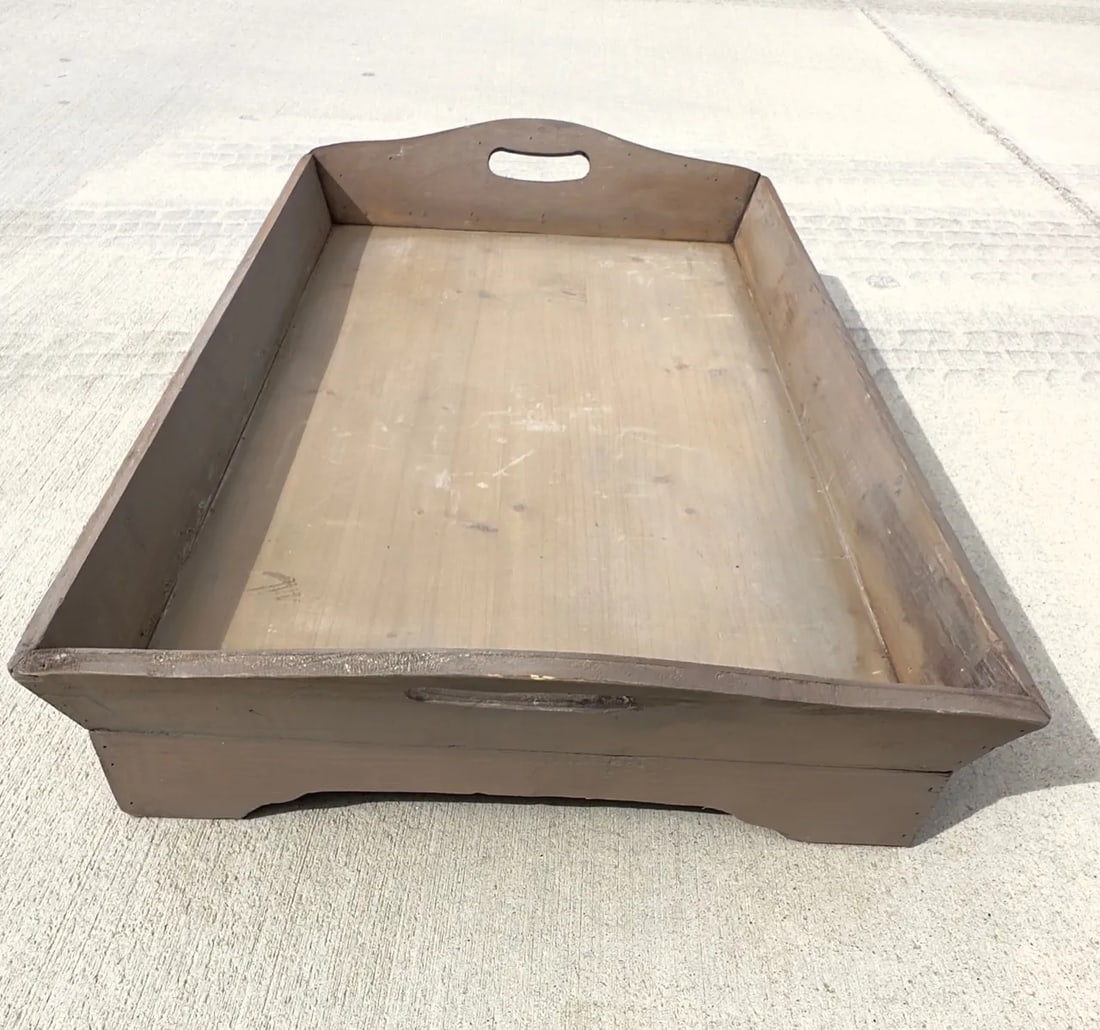 Farmhouse Chic Gray Wood Serving Tray - 3