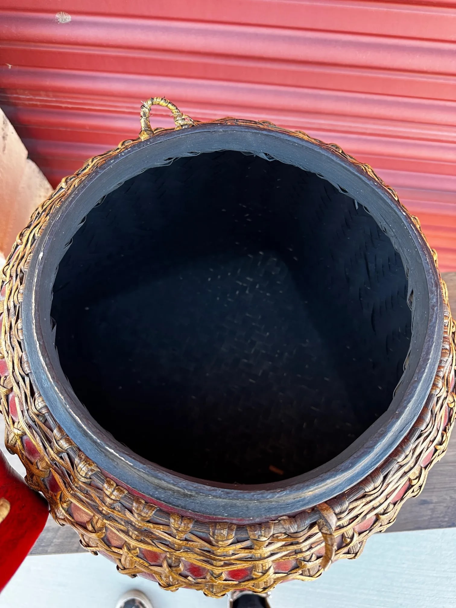 Antique Asian/Thai Red Rice Basket W/Lid - 3