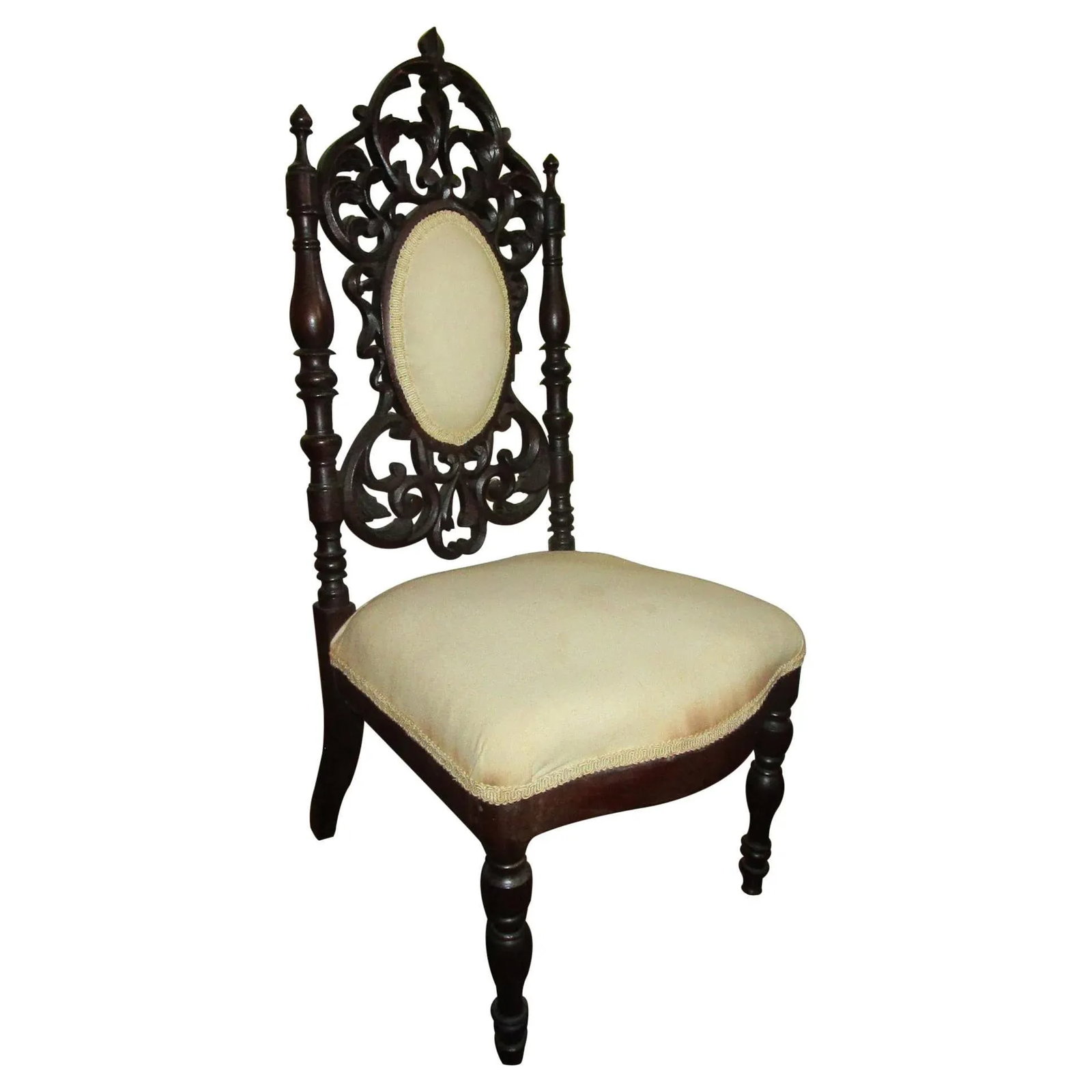 19th c. American Mahogany Rococo Revival Child's Chair with Tracery Back - 11