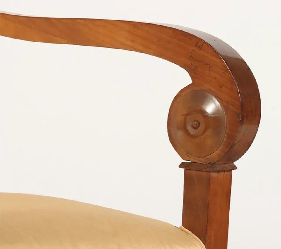 Early 19th Century French Empire or Biedermeier Mahogany Scrollwork Armchair - 4