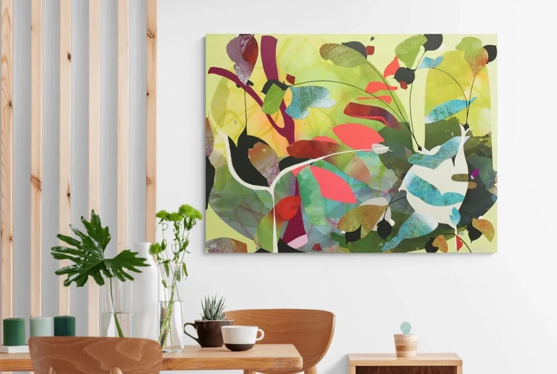 "We Rarely Knew Just What She Would Say Next" Original Abstract Mixed-Media Collage Painting by Mel - 2