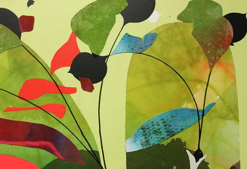 "We Rarely Knew Just What She Would Say Next" Original Abstract Mixed-Media Collage Painting by Mel - 3