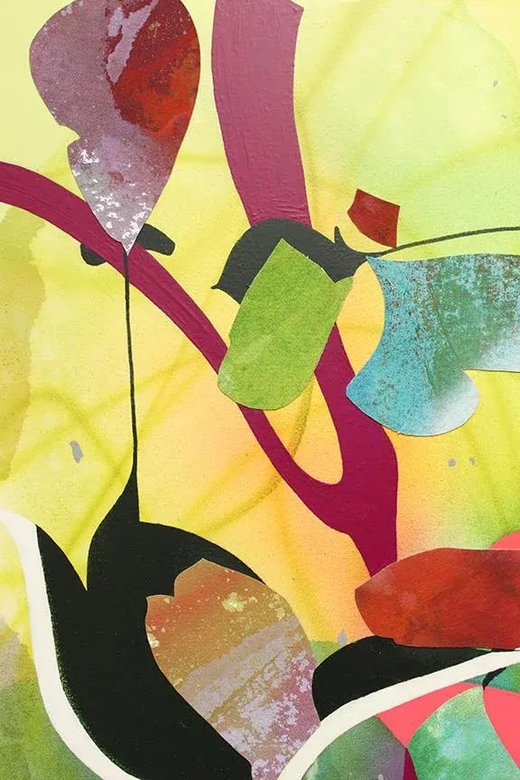 "We Rarely Knew Just What She Would Say Next" Original Abstract Mixed-Media Collage Painting by Mel - 6