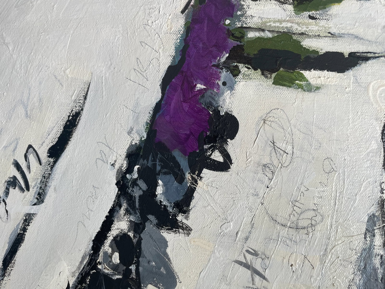 Landscape Abstract Painting "Poems to Provence" Abstract Painting in Black and Greys by Michele Zuza - 3