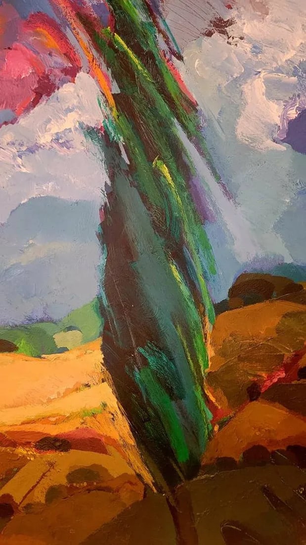 David Leverett Acrylic on Board Vibrant Abstract Landscape Painting - 6