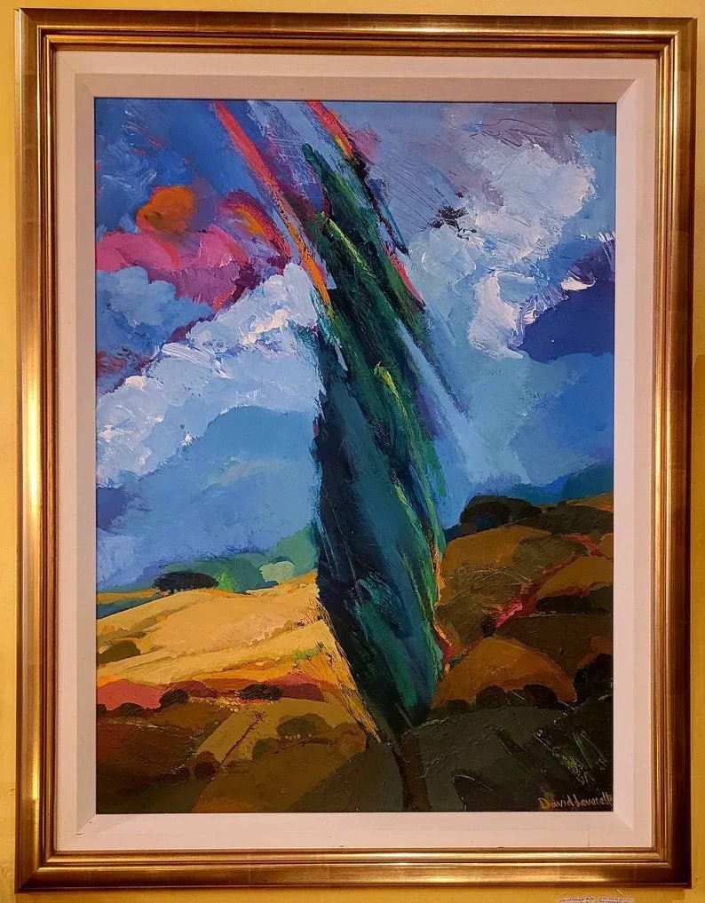 David Leverett Acrylic on Board Vibrant Abstract Landscape Painting - 7