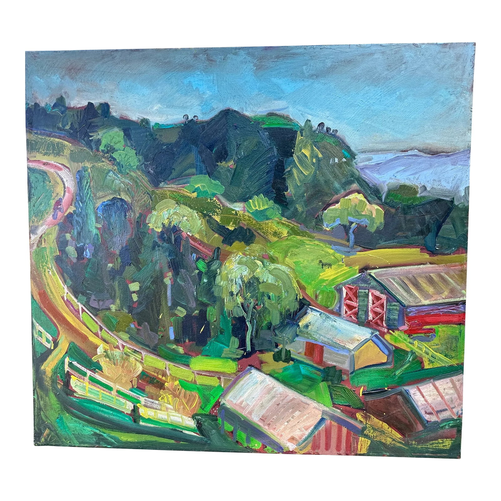 Large Expressionist Plein Air of Bay Area Mountain Ranch by James Hartman: "Mt. Diablo Ranch" large original oil on canvas. I painted this larger canvas on location with my painting buddies at 1000' on Mt. Diablo in the Bay Area. This location was a favorite spot of the