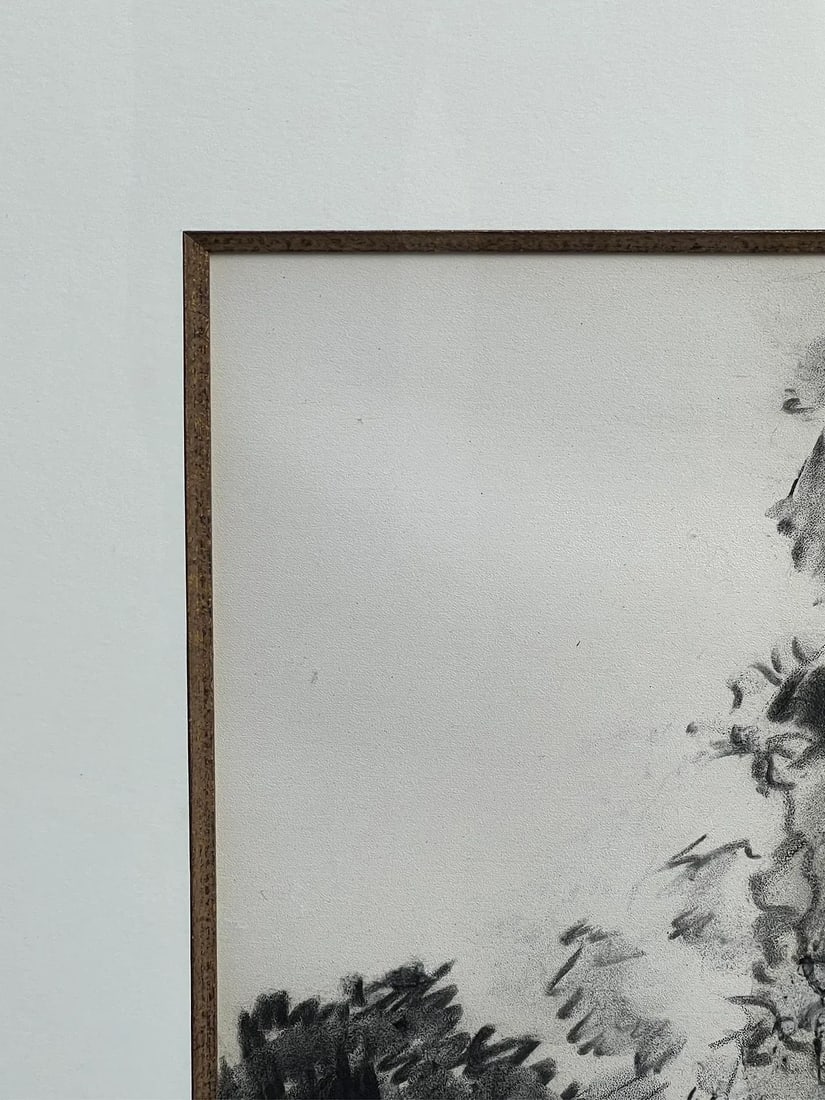 Charcoal on Paper: 'The Edge of the Park' Signed 'Liepe '70' - 5