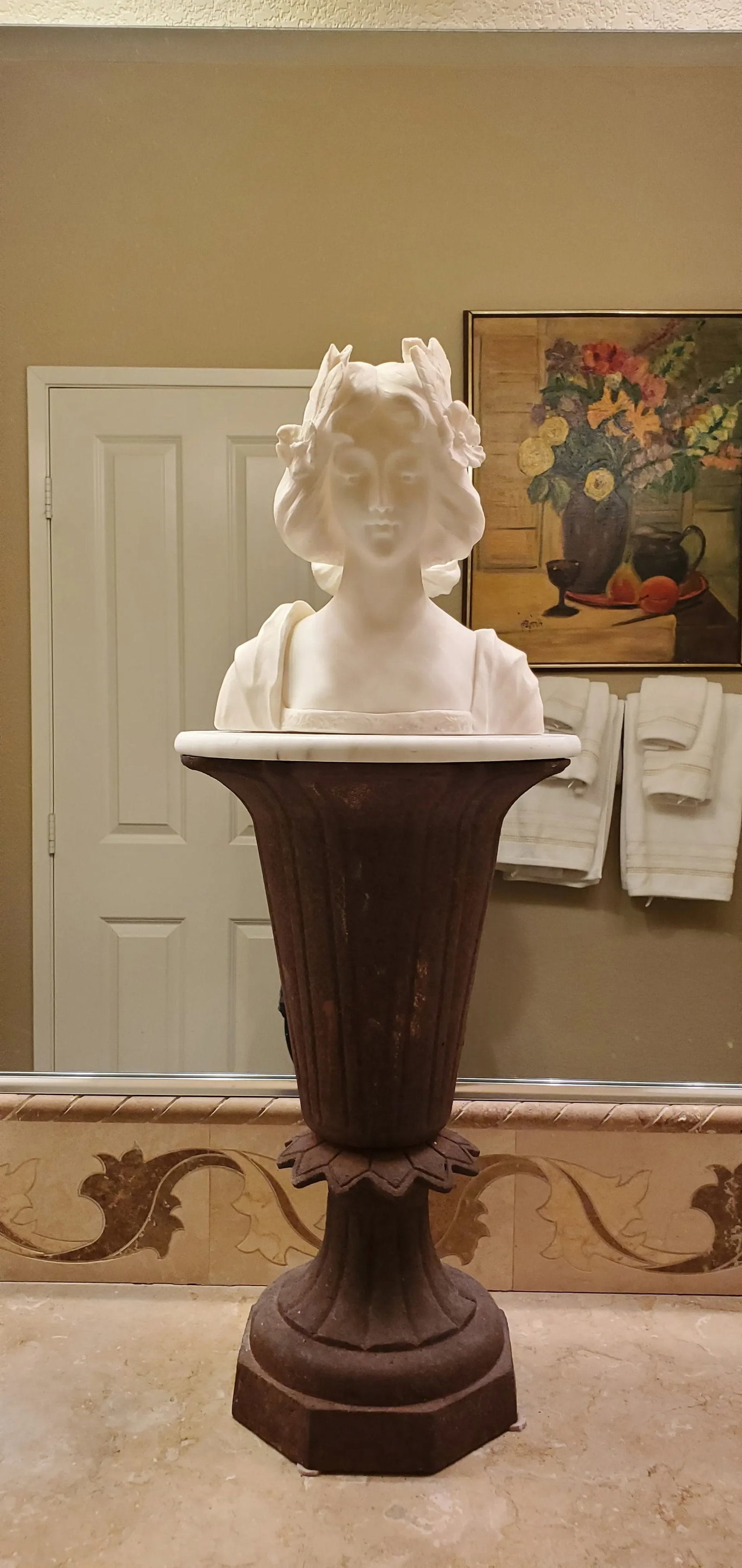 Early 20th Century M. Marini Italian Marble Bust of a Young Woman - 12