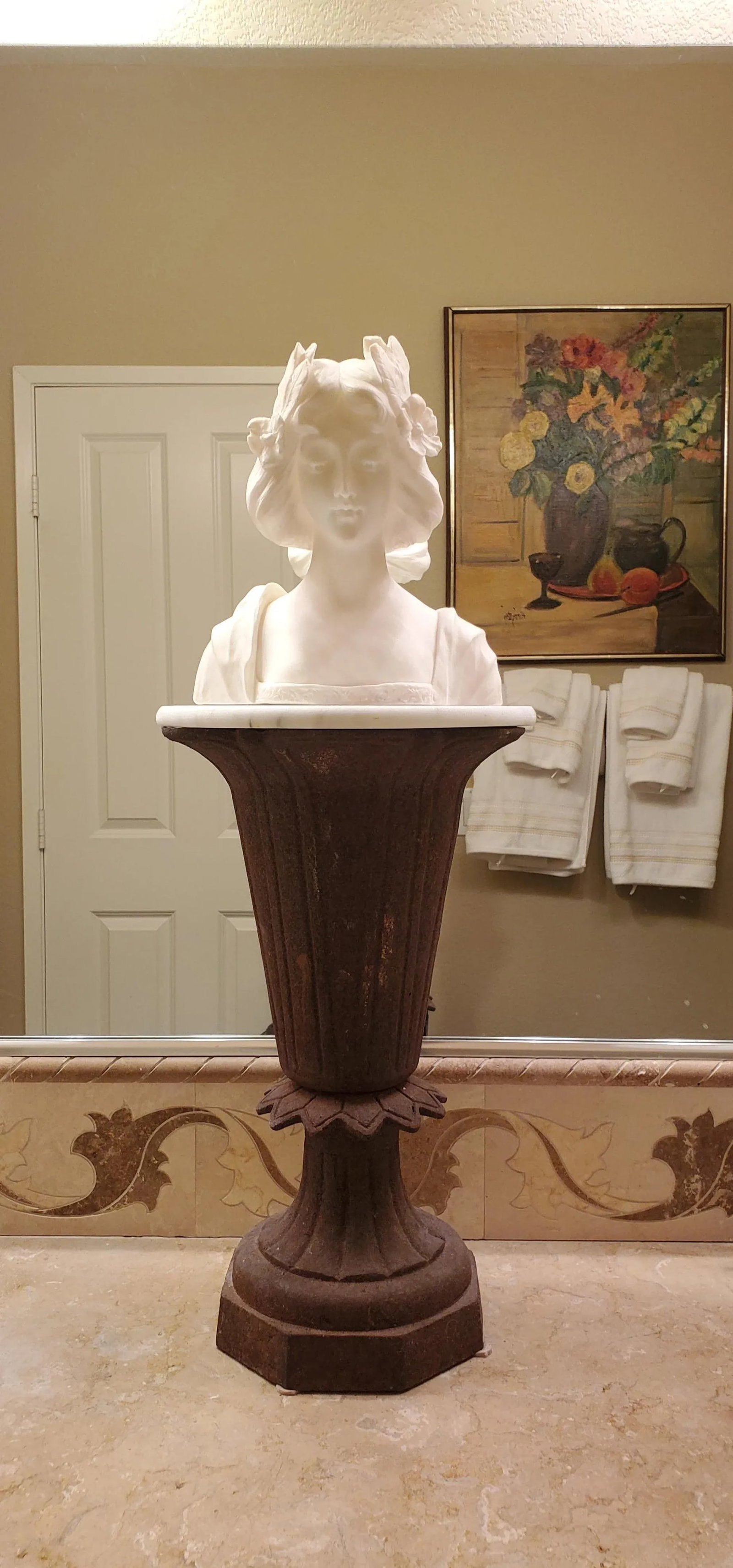 Early 20th Century M. Marini Italian Marble Bust of a Young Woman - 7