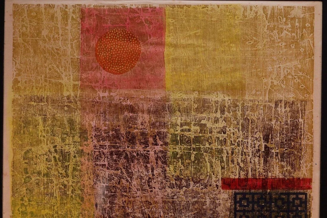 Mid 20th Century Viggo Holm Madsen Original Abstract Signed Multi-Media Woodcut Etching - 3