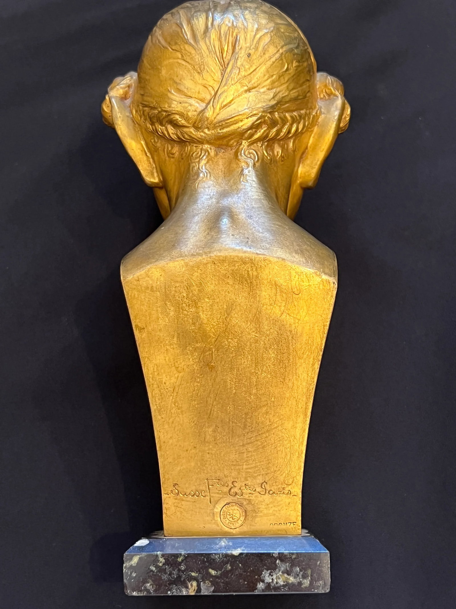 Art Nouveau French Bronze Bust of a Faun Signed Eugene Piron 1890 - 5