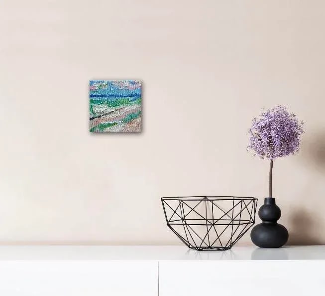 Abstract Beach Oil Painting on Gallery Canvas, Impasto - 3