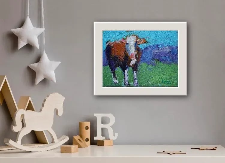 Modern Abstract Cow, Oil Painting Small - 3