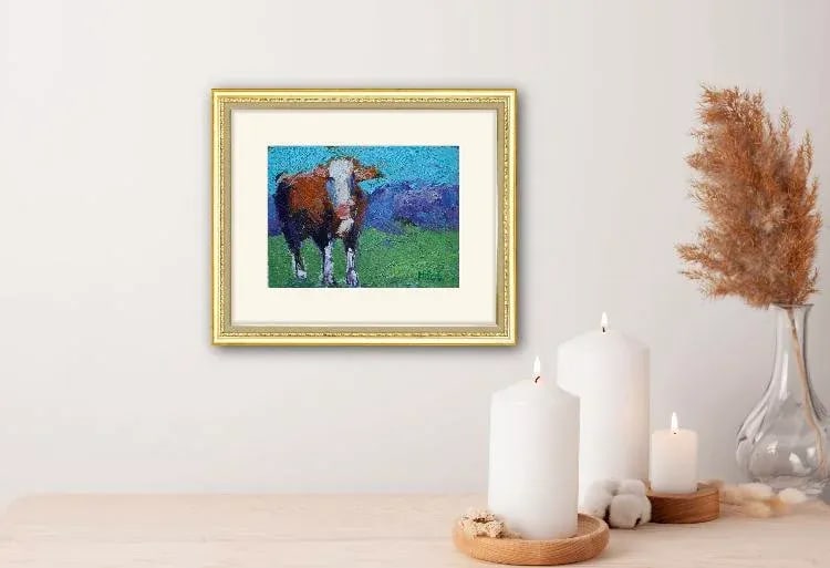 Modern Abstract Cow, Oil Painting Small - 4