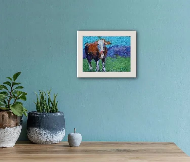 Modern Abstract Cow, Oil Painting Small - 8
