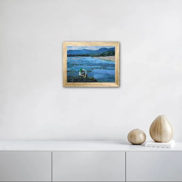 Clam Digger, Dillon Beach, Contemporary Original Oil Painting - 7