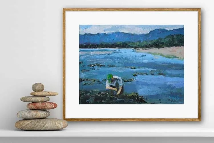 Clam Digger, Dillon Beach, Contemporary Original Oil Painting - 8